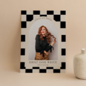 B&W Retro geruit Arch Classic Photo Afstuderen Kaart