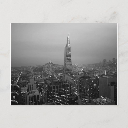 B&W San Francisco Downtown Briefkaart (Voorkant)