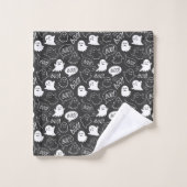 B&W Schattigee Doodle Halloween Patroon Bad Handdoek (Wasdoekje)