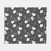 B&W Schattigee Doodle Halloween Patroon Fleece Deken (Voorkant (Horizontaal))