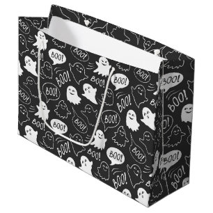 B&W Schattigee Doodle Halloween Patroon Groot Cadeauzakje
