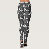 B&W Schattigee Doodle Halloween Patroon Leggings (Achterkant)
