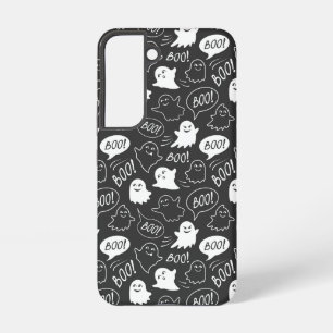 B&W Schattigee Doodle Halloween Patroon Samsung Galaxy Hoesje