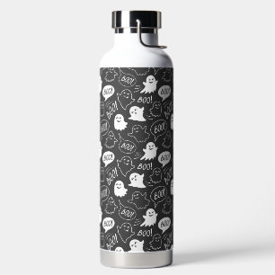B&W Schattigee Doodle Halloween Patroon Waterfles