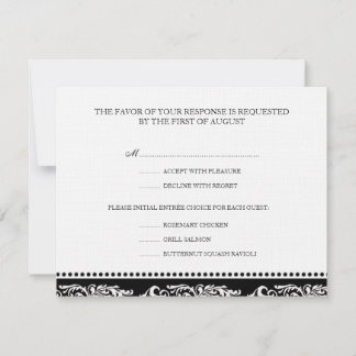 B&W scroll elegant rsvp bruiloft reactiekaart Kaartje