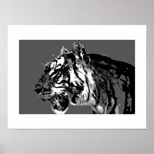 B&W Siberian Tiger Pop Art Poster afdrukken (Voorkant)