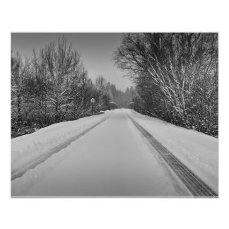 B/W-sneeuwtrail Foto Afdruk