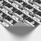 B&W Snowman (Med./Lg. Afbeelding) Cadeaupapier (Hoek)