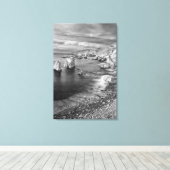 B&W-strandkustlijn, Californië Canvas Afdruk (Insitu (Houten vloer))