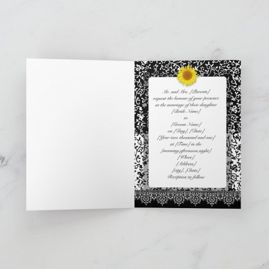 B&W Sunflower Weddding Invitation (Intérieur)