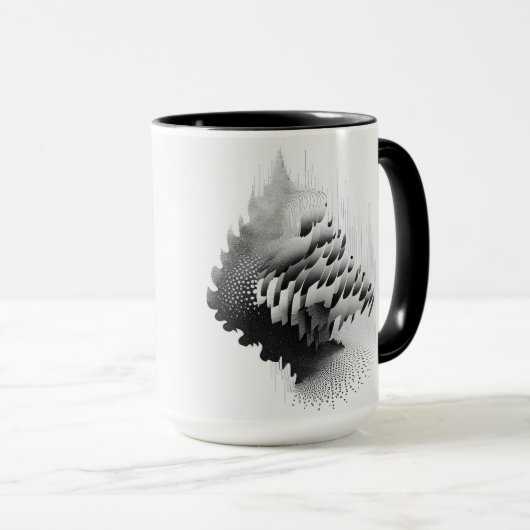 B&W Surreal Optical Illusion Abstract Tree Kaart Mok (Voorkant rechts)