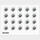 B&W Surreal Optical Illusion Abstract Tree Kaart Vierkante Sticker (Vel)