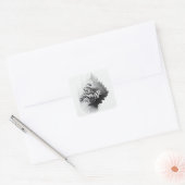 B&W Surreal Optical Illusion Abstract Tree Kaart Vierkante Sticker (Envelop)