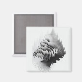 B&W Surreal Optical Illusion Abstract Tree Magneet (Voorkant / Achterkant)