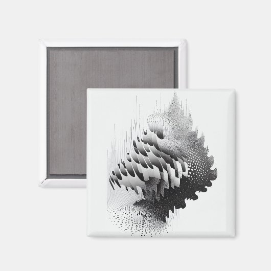 B&W Surreal Optical Illusion Abstract Tree Magneet (Voorkant / Achterkant)