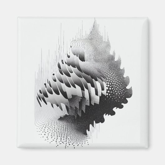 B&W Surreal Optical Illusion Abstract Tree Magneet (Voorkant)
