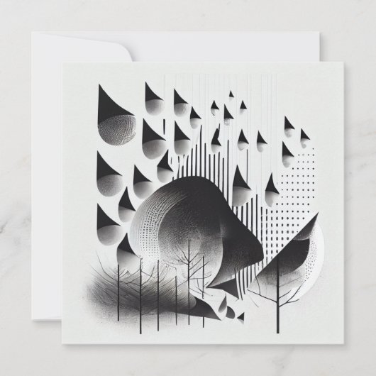 B&W Surreal Optical Illusion Abstracte Bos Kaart (Voorkant)