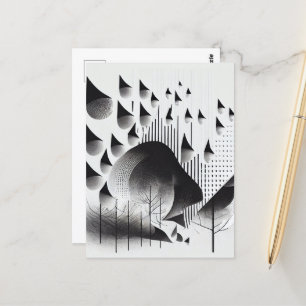 B&W Surreal Optical Illusion Abstracte Bos Kaart