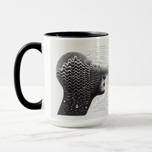 B&W Surreal Optical Illusion Vrouw Gezicht Kaart Mok (Links)