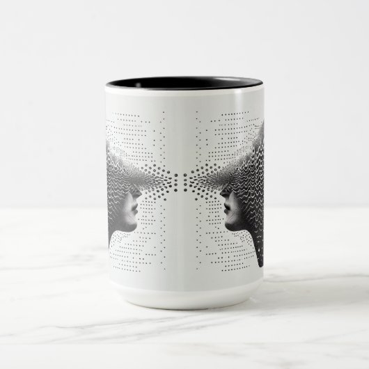 B&W Surreal Optical Illusion Vrouw Gezicht Kaart Mok (Midden)