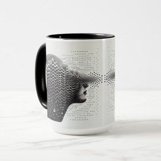 B&W Surreal Optical Illusion Vrouw Gezicht Kaart Mok (Voorkant links)