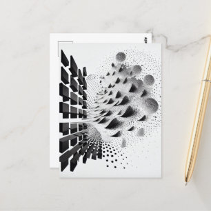 B&W Surrealistische Abstracte Geometrische Design Briefkaart