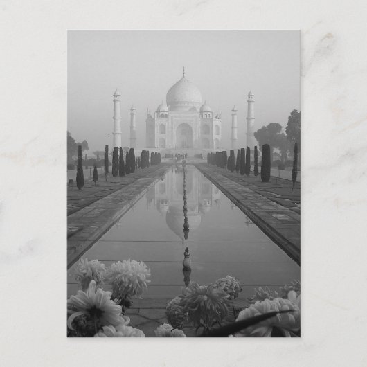 B&W Taj Mahal Briefkaart (Voorkant)