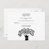 B&W Tree Wedding RSVP Kaarten (Voorkant / Achterkant)