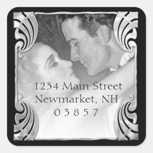 B&W Vintage Hollywood Glamour Koppel Deco Zilver Vierkante Sticker
