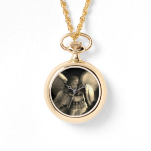 B&W Vintage Saint Michael Angel Horloge