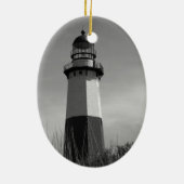 B&W - vuurtoren van Montauk - sierverband Keramisch Ornament (Achterkant)