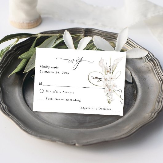 B&W White Floral no Repas RSVP