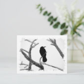 B&W Winter Raven Edgar Allan Poe Briefkaart (Staand voorkant)