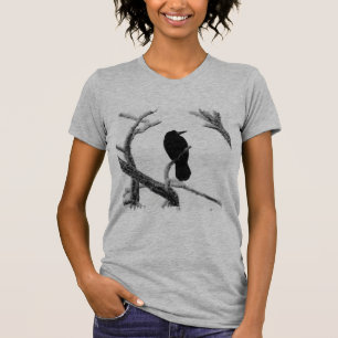 B&W Winter Raven Edgar Allan Poe T-shirt