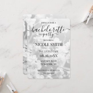 B&W Witte Bloemen Bachelorette Feest Kaart