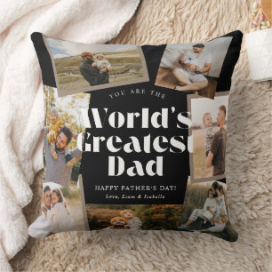 B & W World's Greatest Dad 7 foto collage Kussen