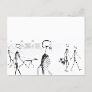 B&W X-Ray Skeleton City Scene Briefkaart
