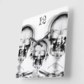 B&W X-Ray Vision Skeleton Muziek Hoofdtelefoon Vierkante Klok (Hoek)