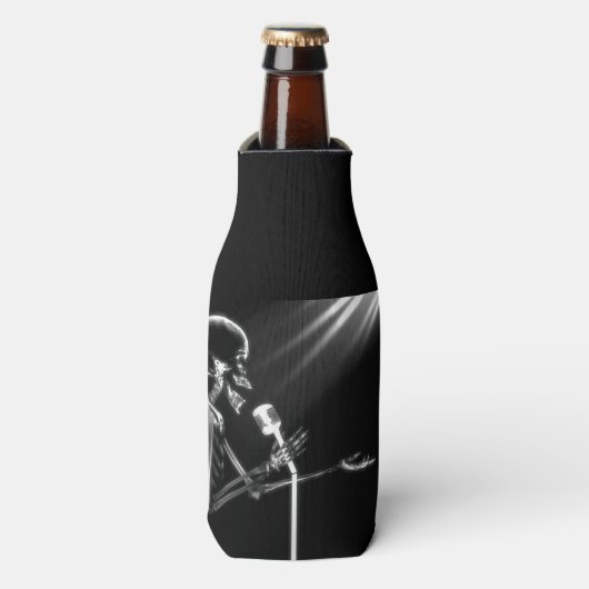 B&W X-Ray Vision Skeleton Zingend op microscoop Flesjeskoeler (Fles Voorkant)