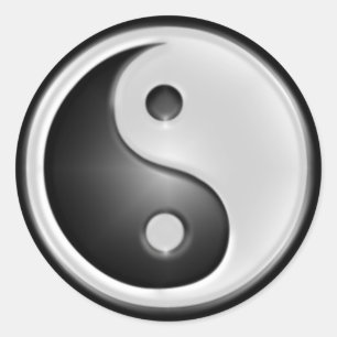 B&W Yin&Yang Ronde Sticker