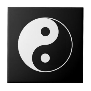 B & W Yin Yang Symbol Tile Tegeltje
