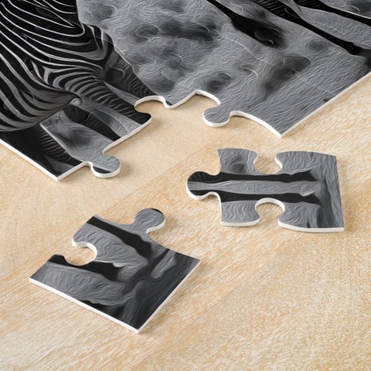 B W Zebra olieverf, legpuzzel (Zijkant)