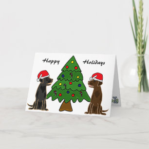 BA- Chocolade en Zwarte Labrador Kerst Kaarten