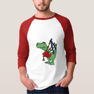 BA- Funny T-rex Dinosaur die Bagpipes Shirt afspee