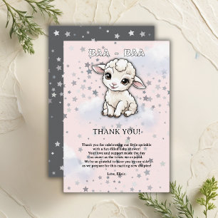 Baa-baa A Little Lamb Stars Baby shower Bedankkaart