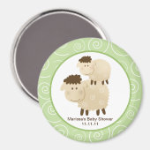 Baa Baa Mouton Vert 3 pouces Rond Faveur Aimant (Recto/Verso)