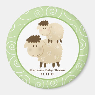 Baa Baa Mouton Vert 3 pouces Rond Faveur Aimant
