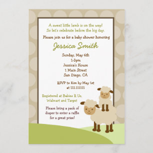 Baa Baa Sheep Baby shower Nodig neutraal uit Kaart