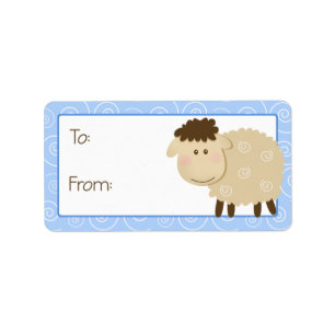 Baa Baa Sheep Blue Swirl Gift Label Label
