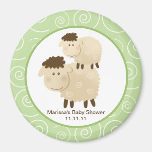 Baa Baa Sheep Green 3-inch Round Favor Magnet Magneet